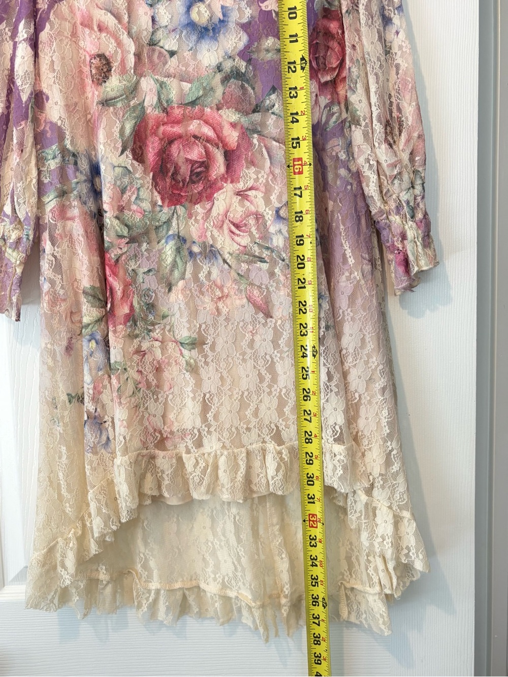 NWT! Origami Romantic Floral Knit Lace Hi-Low Tunic, SMALL - Picture 5 of 11